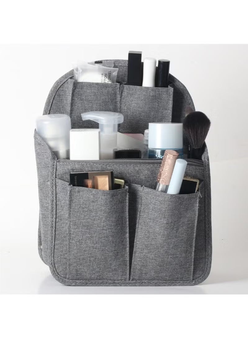 YelaJoy Backpack Organizer Insert, Grey Foldable Nylon High Capacity Rucksack Liner with Multi Compartments, Waterproof Lightweight Hanging Bag Divider for Backpack Purse Handbag Shoulder Bag, for Men Women Travel School Business (Grey) - Image 2