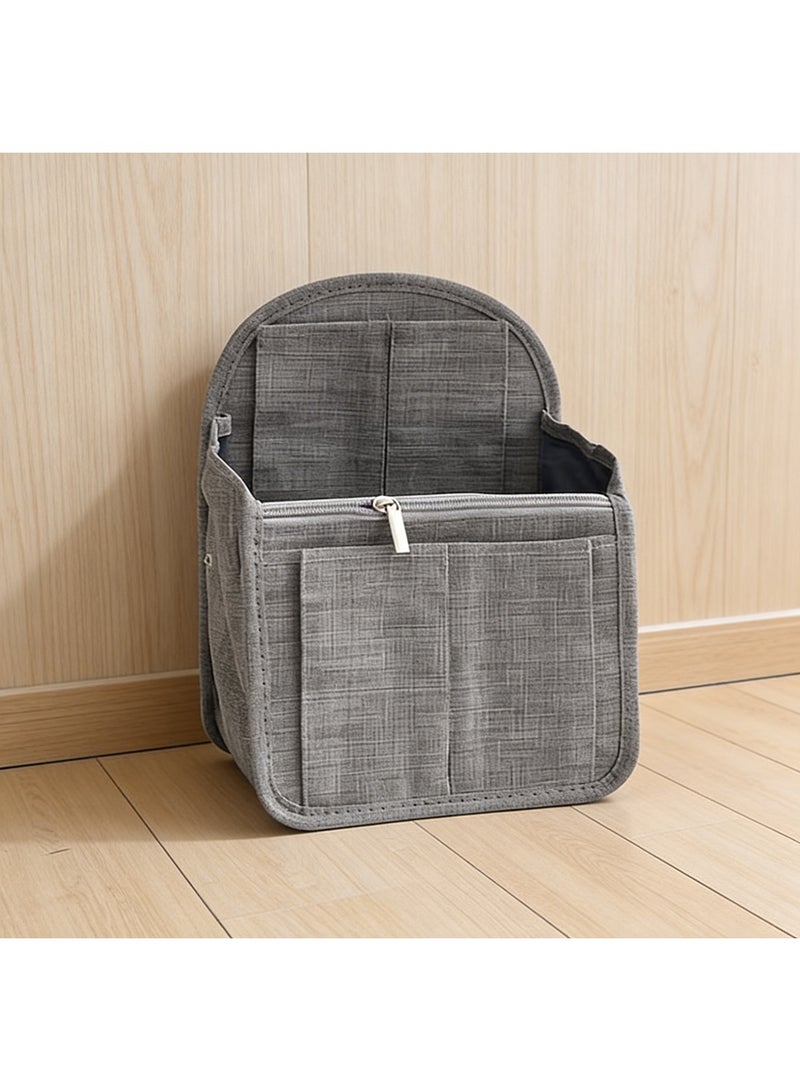 YelaJoy Backpack Organizer Insert, Grey Foldable Nylon High Capacity Rucksack Liner with Multi Compartments, Waterproof Lightweight Hanging Bag Divider for Backpack Purse Handbag Shoulder Bag, for Men Women Travel School Business (Grey) - Image 1