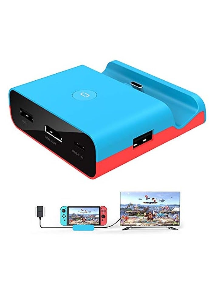 بروماس محطة إرساء لجهاز نينتندو سويتش، قاعدة شحن 4K HDMI TV محول شاحن مجموعة بديل جيد متوافق مع نينتندو سويتش دوك (أزرق) - Image 1