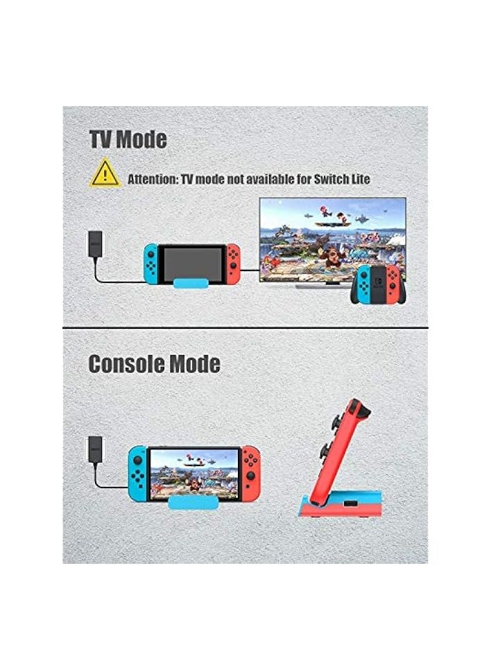 بروماس محطة إرساء لجهاز نينتندو سويتش، قاعدة شحن 4K HDMI TV محول شاحن مجموعة بديل جيد متوافق مع نينتندو سويتش دوك (أزرق) - Image 2