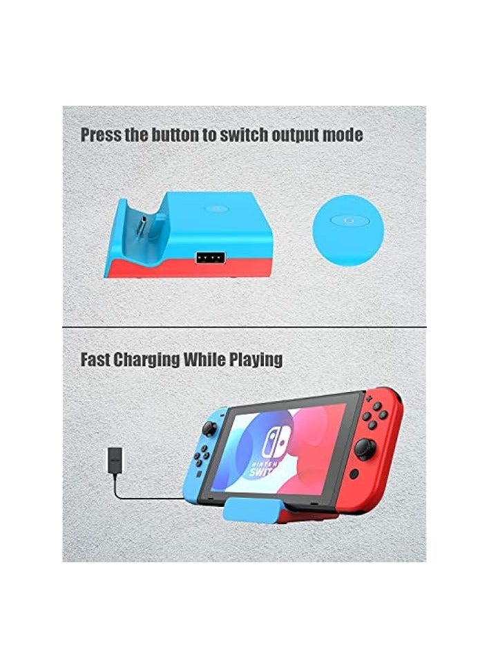 بروماس محطة إرساء لجهاز نينتندو سويتش، قاعدة شحن 4K HDMI TV محول شاحن مجموعة بديل جيد متوافق مع نينتندو سويتش دوك (أزرق) - Image 5