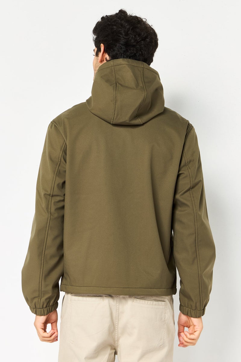 Celio جاكيت بومبر طويل الأكمام للرجال، لون أخضر عسكري - Image 4
