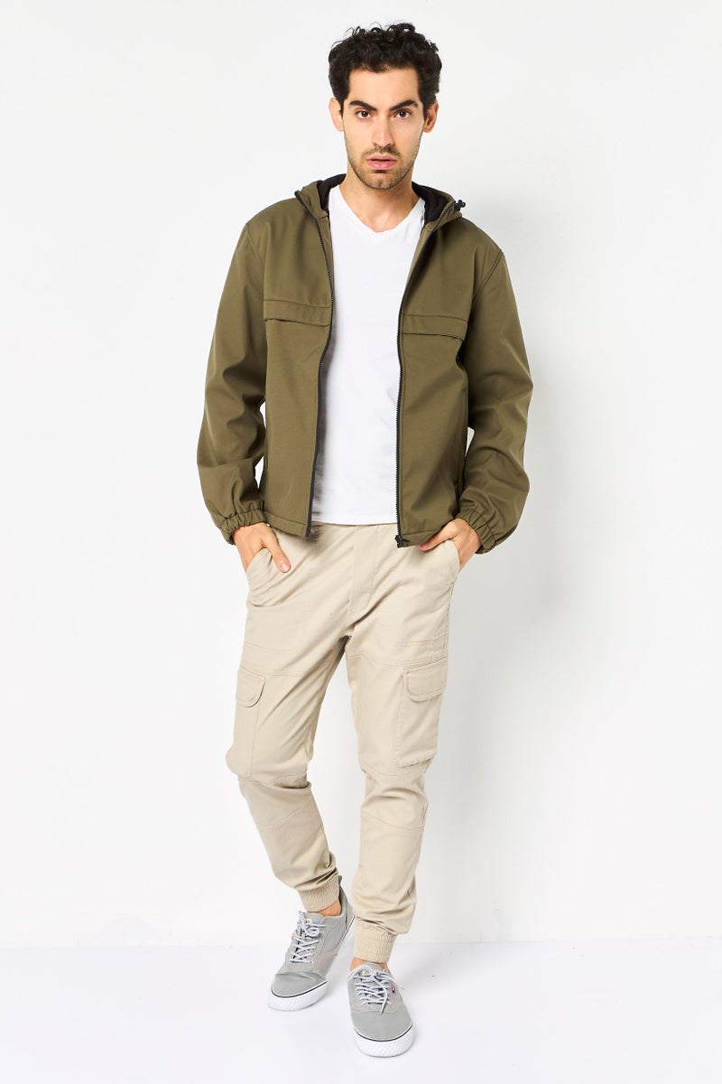 Celio جاكيت بومبر طويل الأكمام للرجال، لون أخضر عسكري - Image 2
