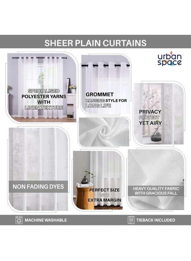 Urban Space Linen Textured Sheer Curtain for Door, 35-40% Room Darkening Curtain with Tieback and Eyelet Hanging Style, Set of 2 Decorative Curtains, Salmon Pink (Door - 8 ft x 4 ft) - Image 4