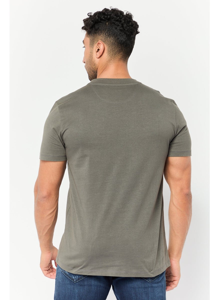 LAMBORGHINI - Men Crew Neck Short Sleeves Brand Logo T-Shirt, Grey - Image 1