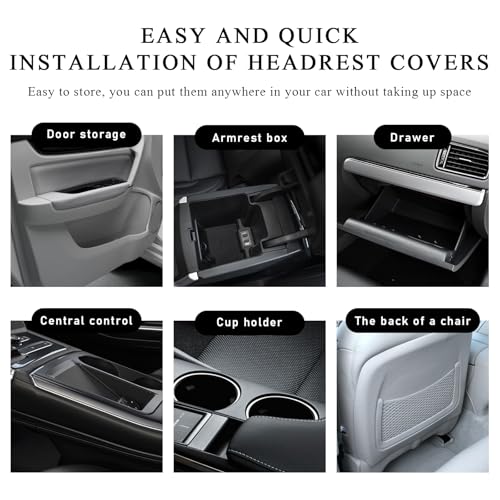 Suvnie 2 PCS Car Headrest Cover, Personalized Funny Car Seat Full Face Mask, Ski Mask Wrap Protection for Auto Front Seat Rest Decoration, Universal Interior Car Accessories (Gray) - Image 5