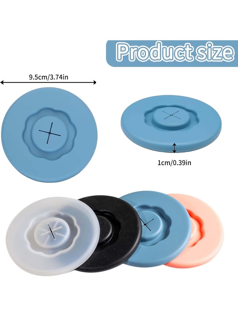 CMGTYYD Cup Covers, 4PCS Silicone Lids with Straw Hole Jar Lids Reusable Anti-dust Cup Covers Replacement Can Lids for Drinks Glasses Travel Mug Tins - Image 2