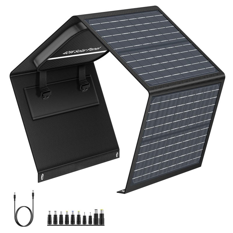 SinKeu Portable Solar Panel Charger 40W Foldable Solar Panel for Portable Power Station, iPhone, iPad, Laptop, Camping Solar Panels with USB QC 3.0/USB C/18V DC, Solar Panels for Camping Outdoor Van RV Trip - Image 1