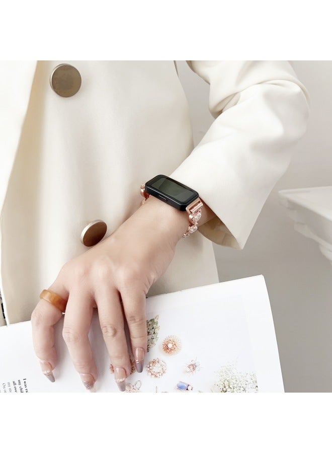 Loquat Loomos Suitable For Huawei Bracelet 8 Love Jewelry Watchband Men's And Women's Casual Business Sports Replacement Wristband-Color:black Love  - Image 5
