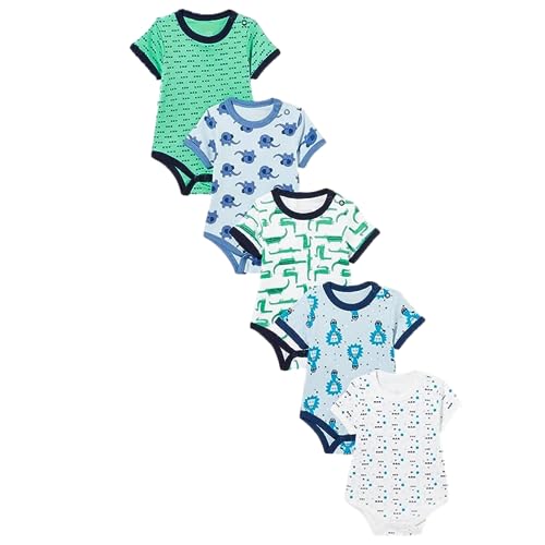 TuddyBuddy 100% Cotton Romper/Bodysuit/Top for Baby Boys (6 Months-9 Months, Pack of 5 Short Sleeves Rompers) - Image 3