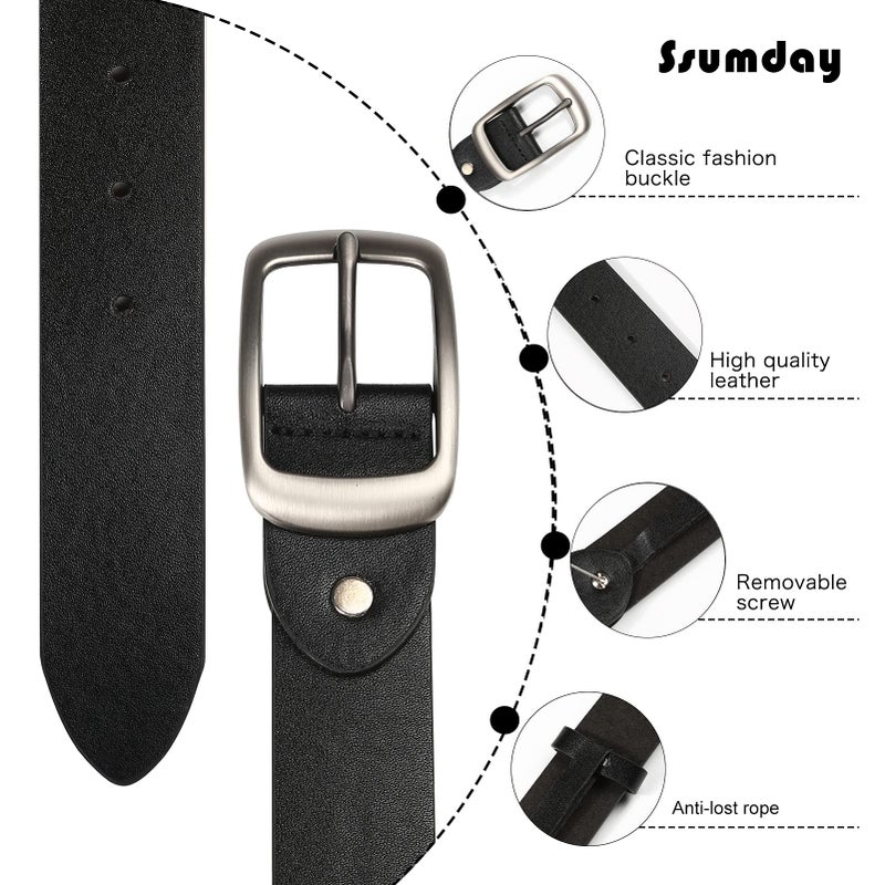 Ssumday 2 Pack Women's Girl Female Ladies Black Brown Waist Leather Belts for Jeans Pants Dress Dresses with Fashion Pin Buckle(RZKBR-L) - Image 2