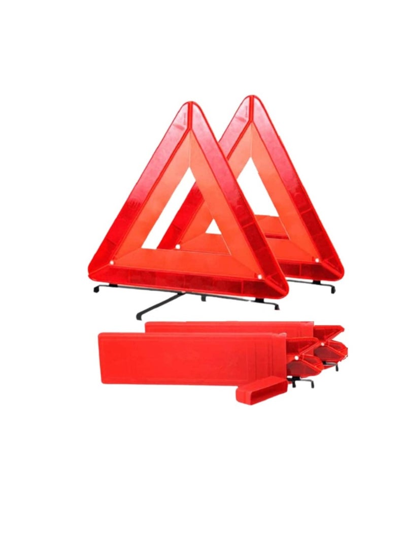 Safety Triangle Warning Kit Foldable Emergency Warning Triangle Sign Car Roadside Emergency Kit with Reflective (Pack of 2)  - Image 1