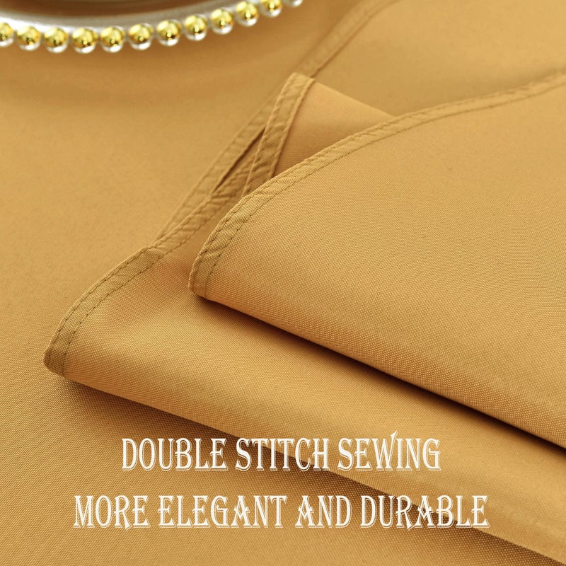 KAIPHO Gold Round Tablecloth Waterproof Stain Resistant Wrinkle Free Table Cloth 210GSM Polyester Washable Wipeable Table Cover for Party, Banquet, Wedding, Indoor and Outdoor use (48 inch, Circle) - Image 3