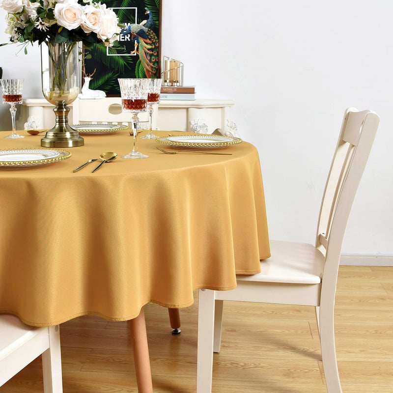 KAIPHO Gold Round Tablecloth Waterproof Stain Resistant Wrinkle Free Table Cloth 210GSM Polyester Washable Wipeable Table Cover for Party, Banquet, Wedding, Indoor and Outdoor use (48 inch, Circle) - Image 5