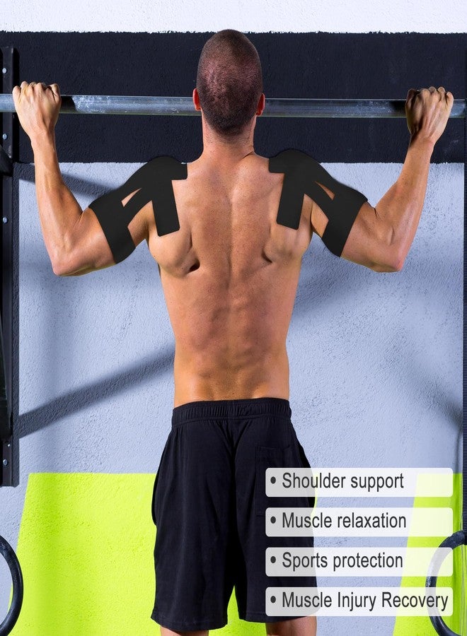 Qiuruoo 15 Pcs Precut Kinesiology Tape for Shoulder，Shoulder Tape for Shoulder Pain Relief Pre Cut，Waterproof, Breathable, Hypoallergenic Athletic Tape for Support and Protection(Black) - Image 4