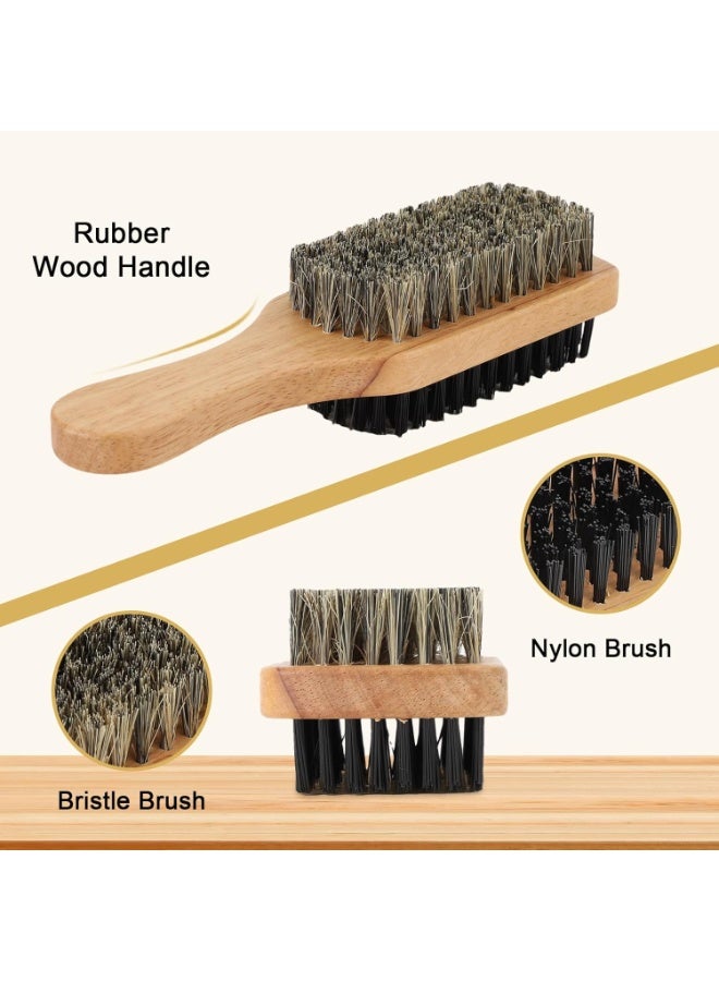 ديوتي فرشاة لحية مزدوجة الجوانب للرجال، شعيرات الخنزير والتقليد بمقبض من الخشب المطاطي، أداة للعناية بالشارب لتنعيم وتصفيف شعر الوجه - Image 3