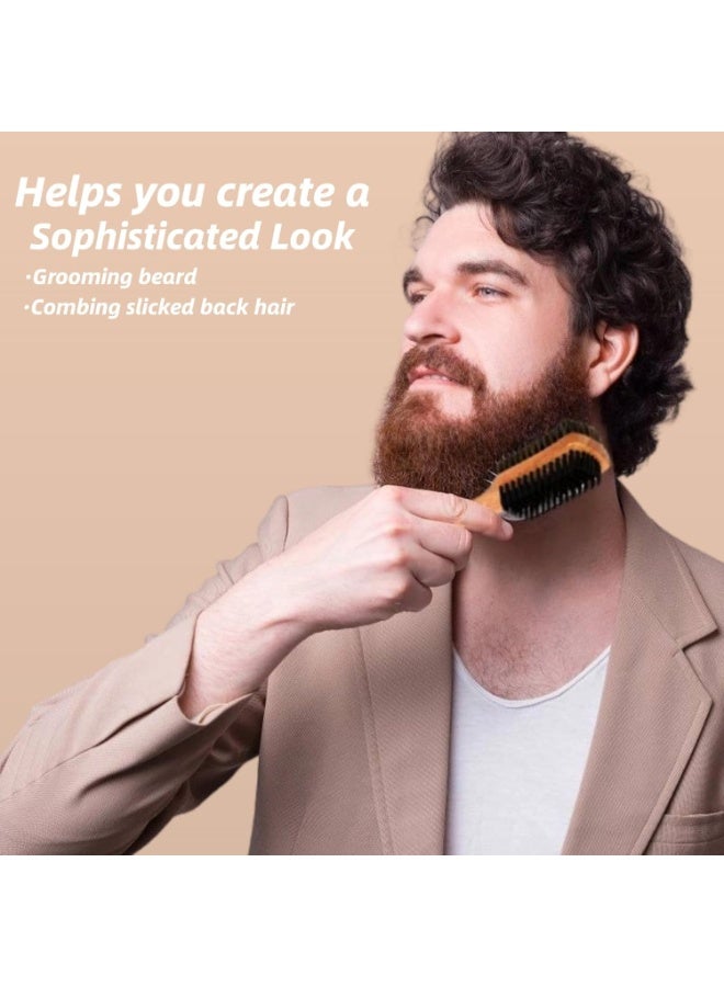 ديوتي فرشاة لحية مزدوجة الجوانب للرجال، شعيرات الخنزير والتقليد بمقبض من الخشب المطاطي، أداة للعناية بالشارب لتنعيم وتصفيف شعر الوجه - Image 5