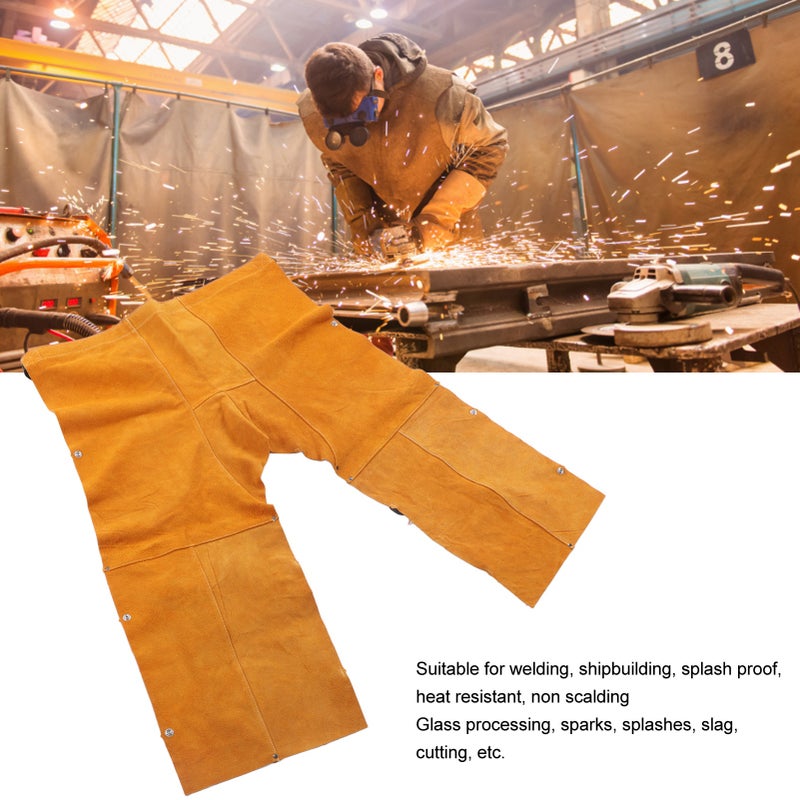 Welding Safety Chaps Leather Apron Adjustment Split Leg Fire Wear Resistant Protective Apparel - Image 2