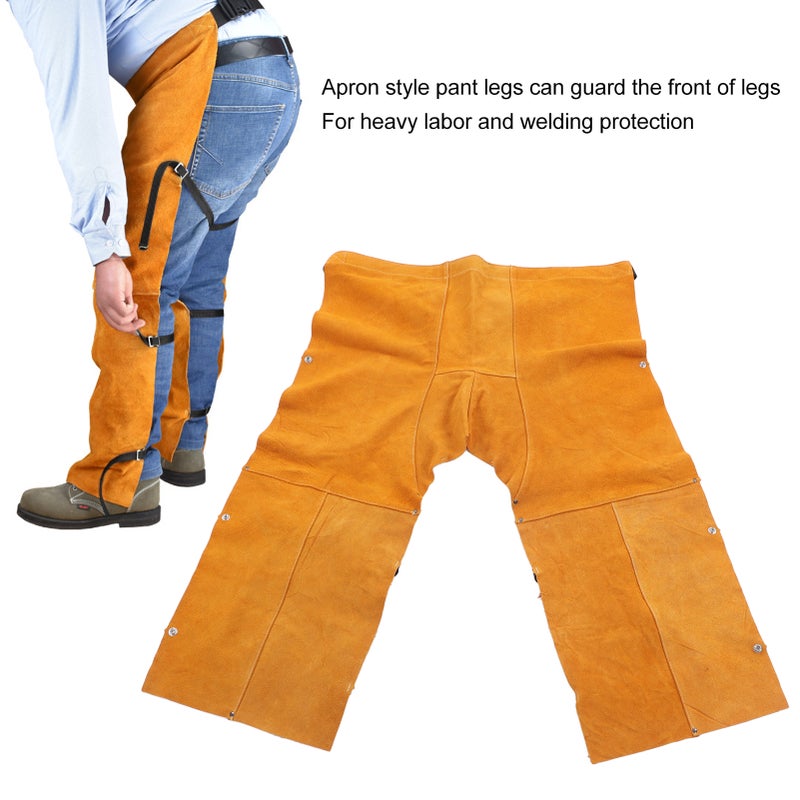 Welding Safety Chaps Leather Apron Adjustment Split Leg Fire Wear Resistant Protective Apparel - Image 3