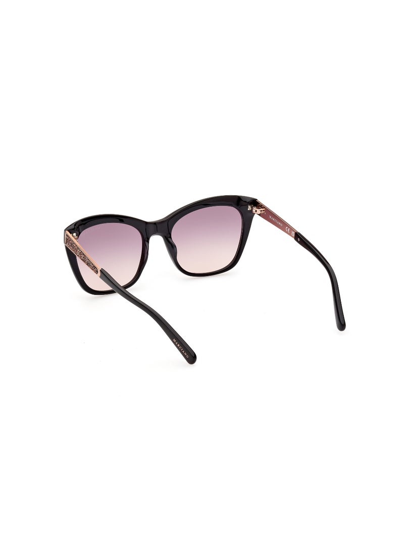 GUESS BY MARCIANO - نظارات شمسية مربعة الشكل بمرآة للنساء GM080505Z55 - حجم العدسة: 55 مم - أسود - Image 1