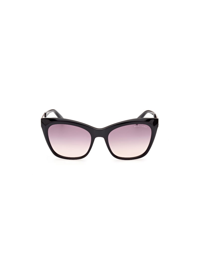 GUESS BY MARCIANO - نظارات شمسية مربعة الشكل بمرآة للنساء GM080505Z55 - حجم العدسة: 55 مم - أسود - Image 1