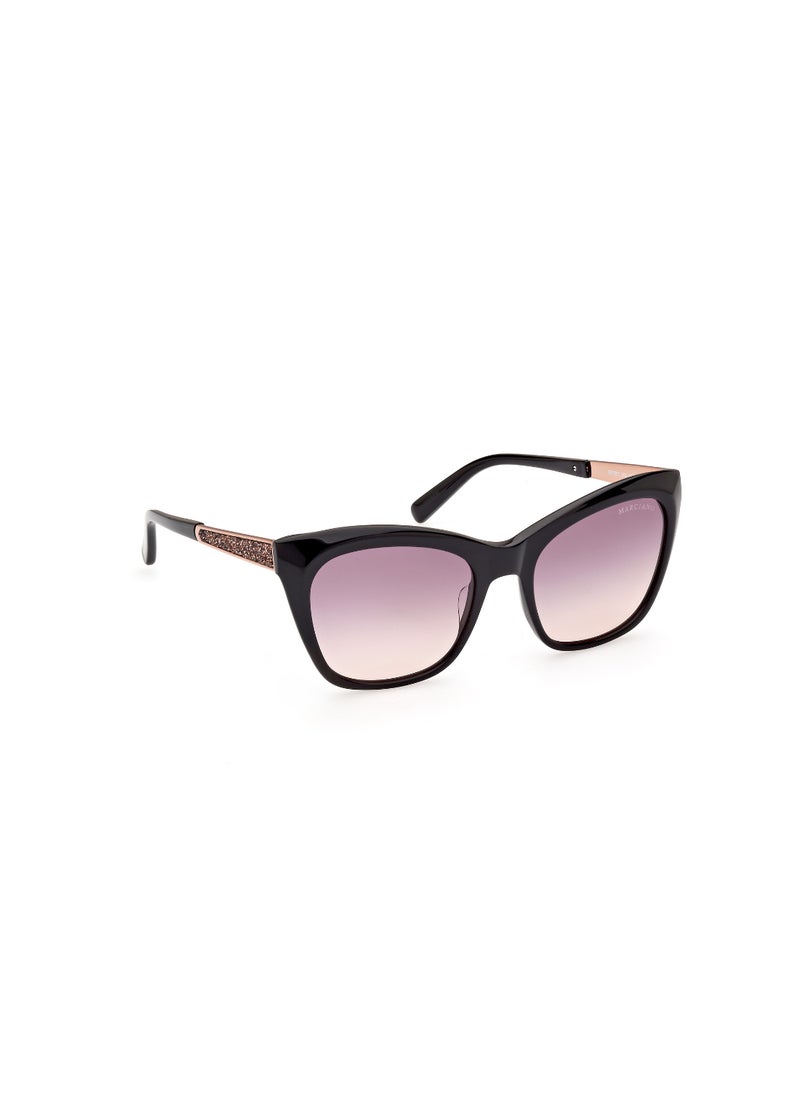 GUESS BY MARCIANO - نظارات شمسية مربعة الشكل بمرآة للنساء GM080505Z55 - حجم العدسة: 55 مم - أسود - Image 1