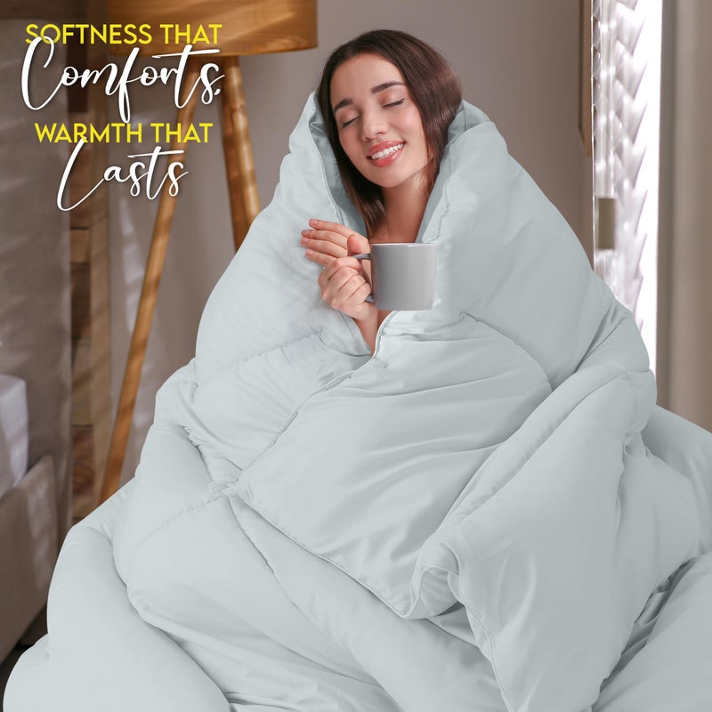 Utopia Bedding Comforter Duvet Insert, Quilted Comforter with Corner Tabs, Box Stitched Down Alternative Comforters King Size (Light Grey) - Image 4