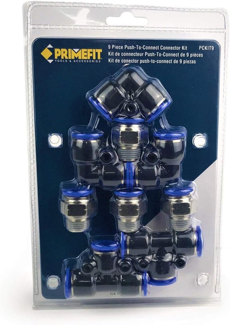 Primefit مجموعة موصلات Primefit PCKIT9 الهوائية 9 قطع توصيل سريع 12 OD لقطر خارجي 12 وقطر داخلي 38 - Image 2