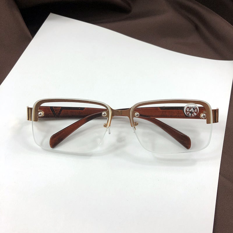 Half-Frame Perforated Sunglasses For Men, Square Crystal Glass Sunglasses, Crystal Glasses, Sunshade Screws, E-Commerce Style - Image 3