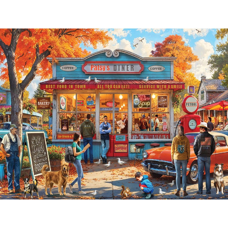 White Mountain 500 Piece Jigsaw Puzzle Retro Autumn Puzzles with Large Pieces Gifts for Adults and Family 18x24 Patsys Diner - Image 3
