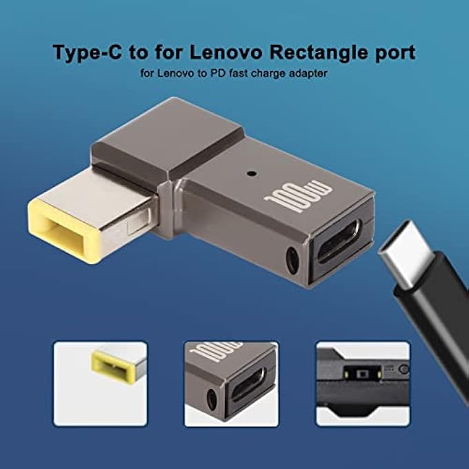 rayihni USB C TO SLIM TIP ADAPTER, 100W 5A LAPTOP USB C FEMALE INPUT TO SLIM TIP RECTANGLE POWER PD CHARGE CONVERTER - Image 3