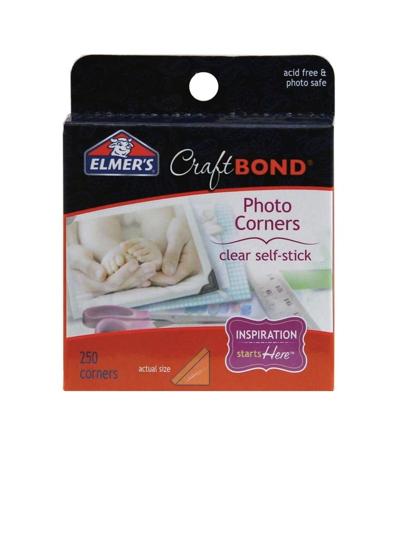 Elmer's CraftBond Adhesive Photo Corners 250/Pkg Clear - Image 1