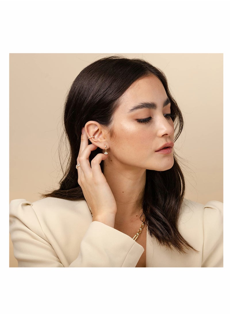 KASTWAVE - Ear Pods Clip 925 Sterling Silver Cubic Zirconia Sparkling Round Huggie Ear Cuff Earrings for Women Non Pierced Ear Pods Clip on Earrings - Image 1