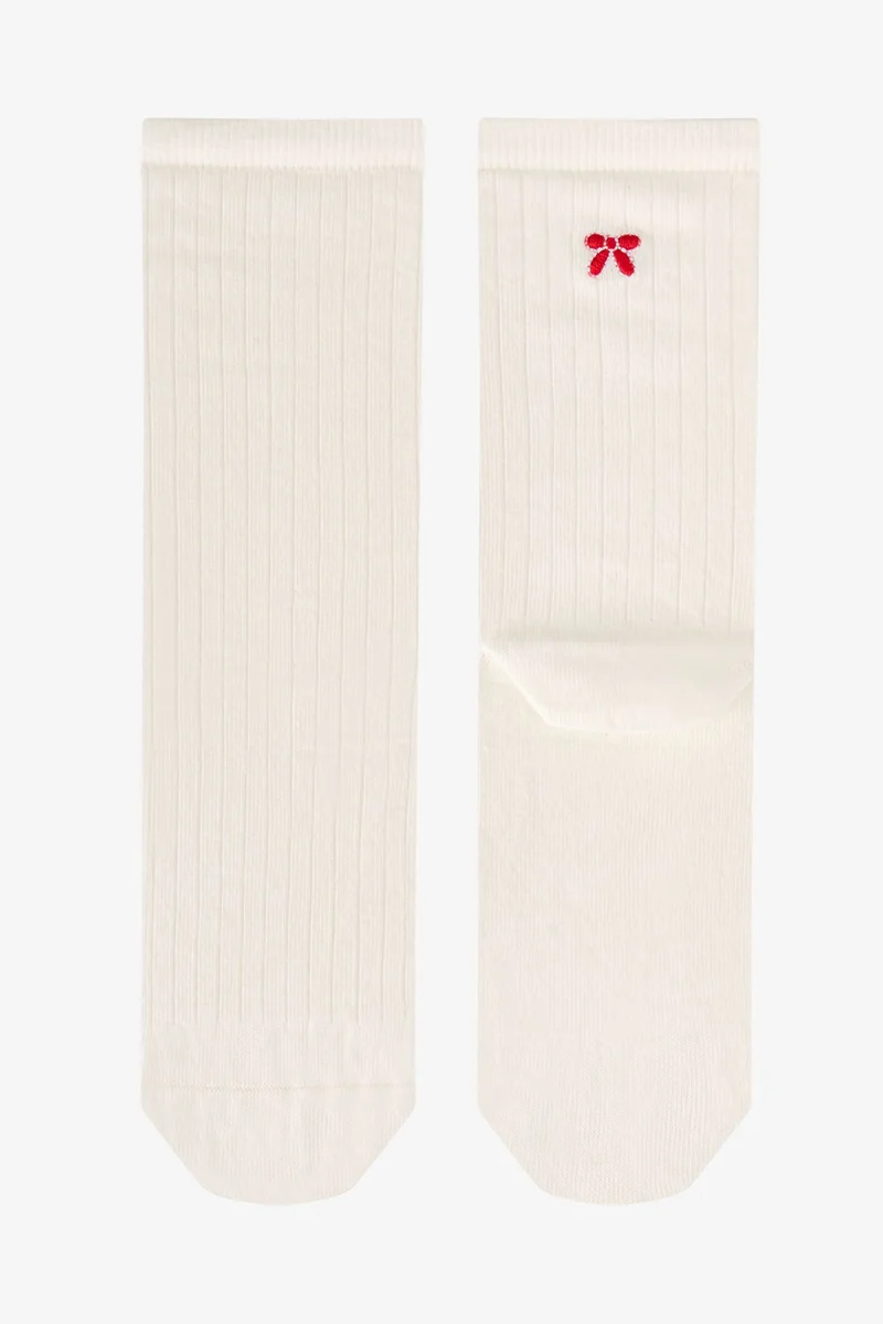 بنتي PENTI Fluffy Ribbon Bear Cotton Pair Crew Socks
