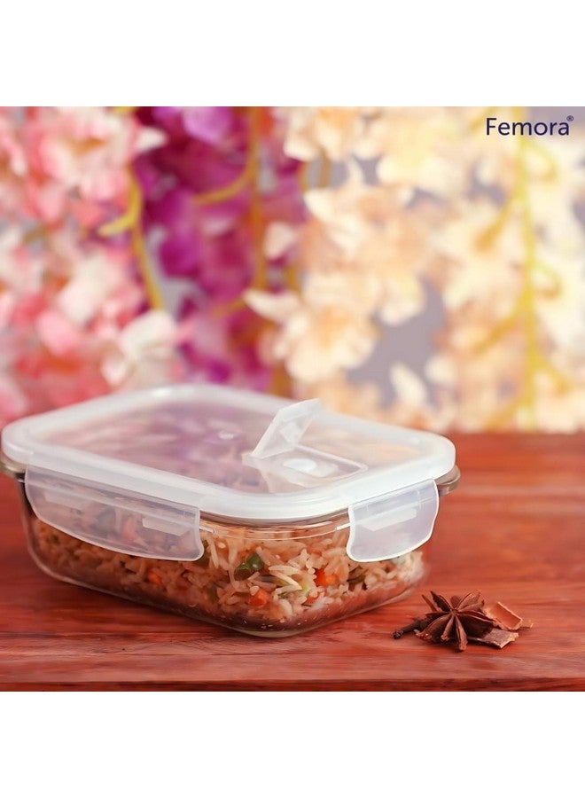 Femora Femora Borosilicate Glass Containers for Kitchen | 1 Year Warranty | Container Boxes for Storage, Storage Box for Kitchen with Air Vent Lid, Microwave Safe Utensils, rectangular (Set of 1-1000ml) - Image 2