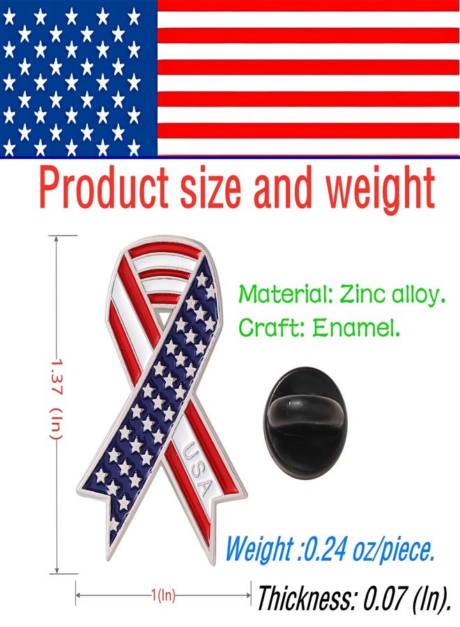 DISCAO 25/50/100/200 pieces American Flag Pins USA Patriotic Ribbon Independence Day United States Badge Brooch pin for women men Clothes backpack hat Memorial Veteran Souvenir gift badge bulk (25) - Image 2