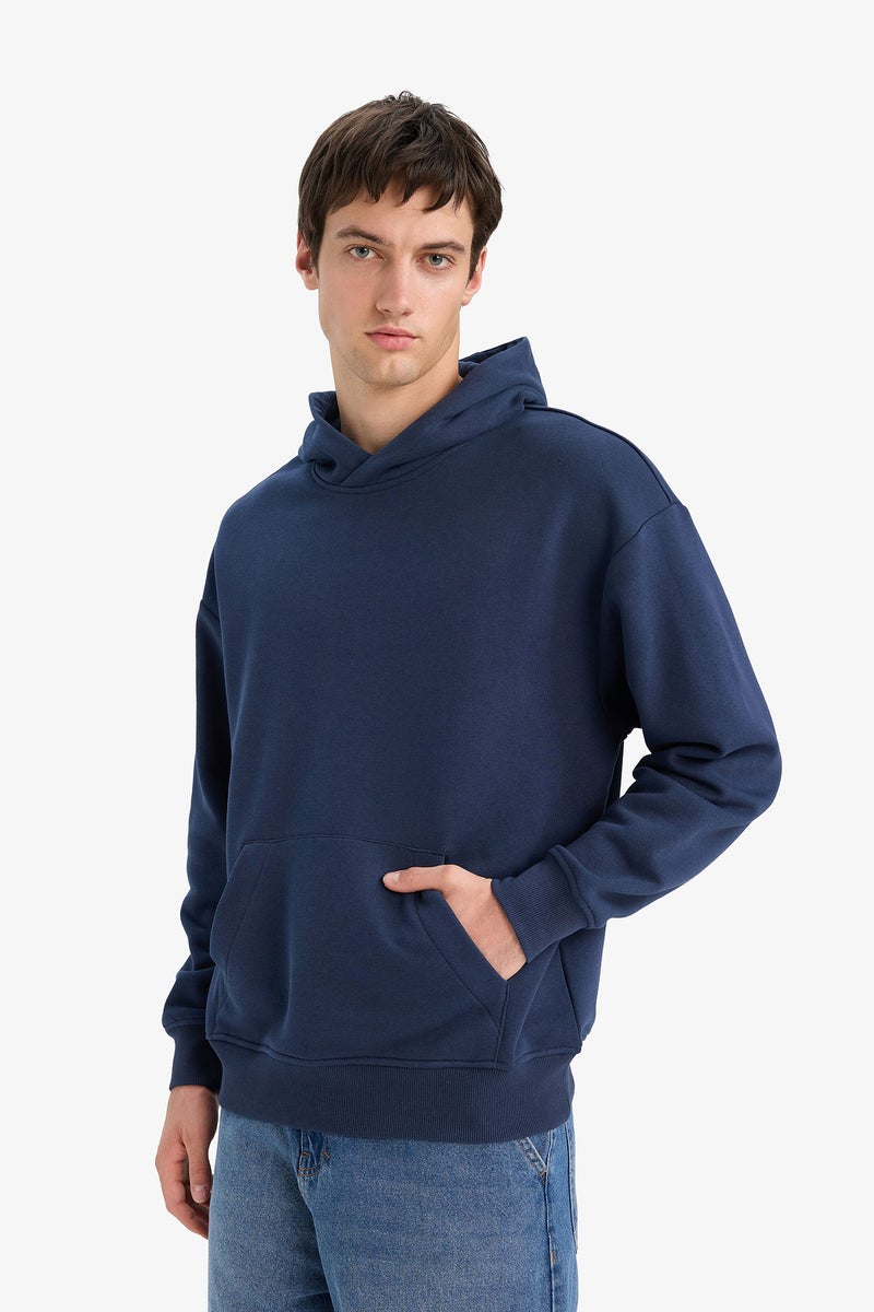 DeFacto Blue Man Oversize Fit Long Sleeve Sweatshirt Casual - Image 3