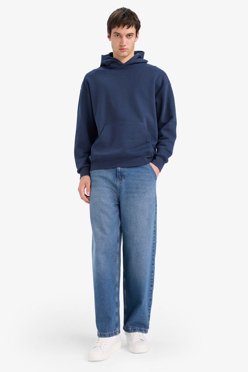 DeFacto Blue Man Oversize Fit Long Sleeve Sweatshirt Casual - Image 2