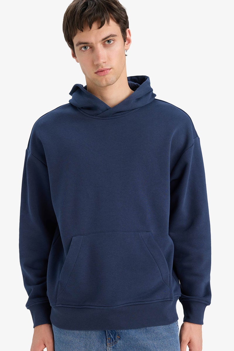 DeFacto Blue Man Oversize Fit Long Sleeve Sweatshirt Casual - Image 1