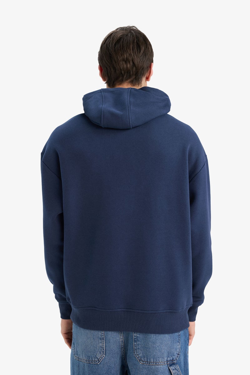 DeFacto Blue Man Oversize Fit Long Sleeve Sweatshirt Casual - Image 4