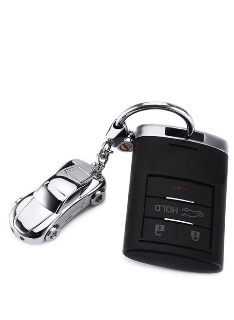 Zinc Alloy Car Keychain Racing Car Keyring Creative Key Chain Car Keychain Flashlight with 2 Modes LED Lights 2 in 1 Car Key Chain Ring for Office Backpack Gift for Pendant Keyring