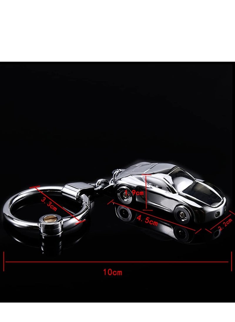 SYOSI - Zinc Alloy Car Keychain Racing Car Keyring Creative Key Chain Car Keychain Flashlight with 2 Modes LED Lights 2 in 1 Car Key Chain Ring for Office Backpack Gift for Pendant Keyring - Image 1