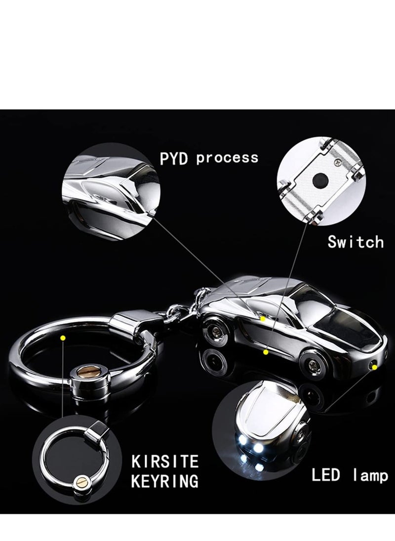 SYOSI - Zinc Alloy Car Keychain Racing Car Keyring Creative Key Chain Car Keychain Flashlight with 2 Modes LED Lights 2 in 1 Car Key Chain Ring for Office Backpack Gift for Pendant Keyring - Image 1