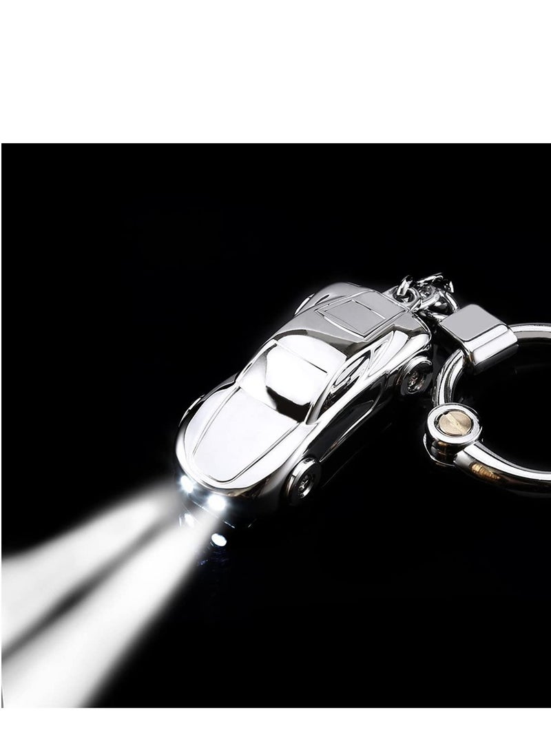 SYOSI - Zinc Alloy Car Keychain Racing Car Keyring Creative Key Chain Car Keychain Flashlight with 2 Modes LED Lights 2 in 1 Car Key Chain Ring for Office Backpack Gift for Pendant Keyring - Image 1