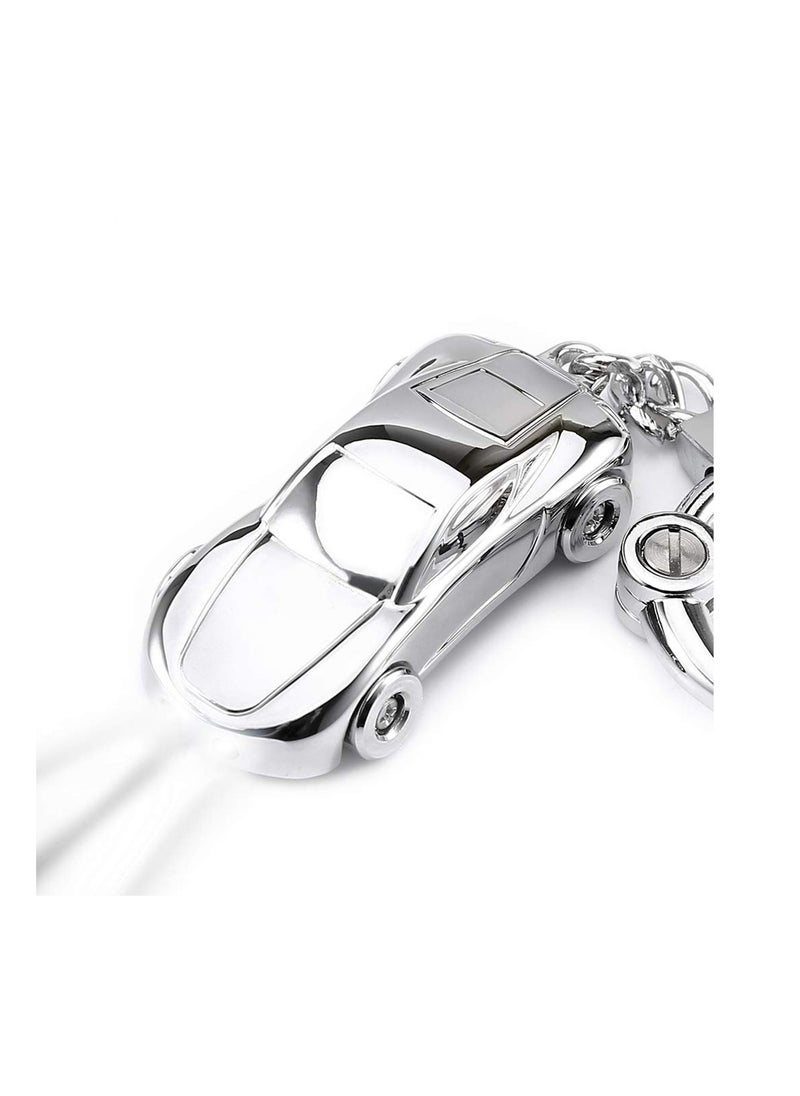 SYOSI - Zinc Alloy Car Keychain Racing Car Keyring Creative Key Chain Car Keychain Flashlight with 2 Modes LED Lights 2 in 1 Car Key Chain Ring for Office Backpack Gift for Pendant Keyring - Image 1