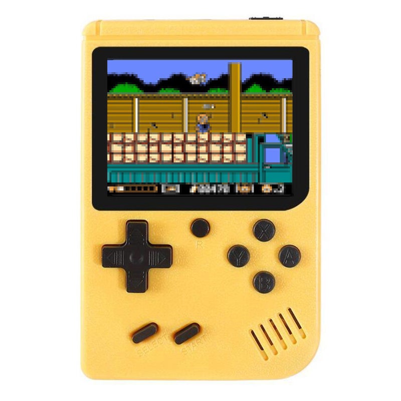 Handheld Game Console: 3 Inch Large Screen Built-in 400 Games - Mini Compact Yellow Portable Game Console for 2 Players Home TV Connection On-the-go Gaming - Image 1