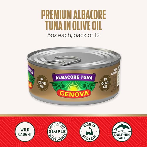 Genova Premium Albacore Tuna in Olive Oil 5 oz Cans Pack of 12 Wild Caught Canned Tuna Solid White - Image 5