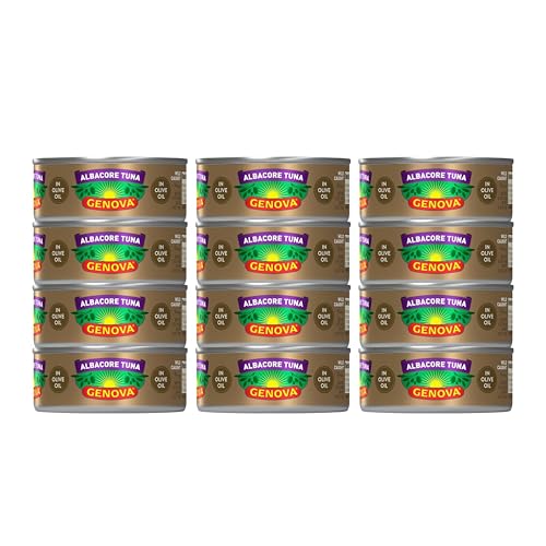Genova Premium Albacore Tuna in Olive Oil 5 oz Cans Pack of 12 Wild Caught Canned Tuna Solid White - Image 1