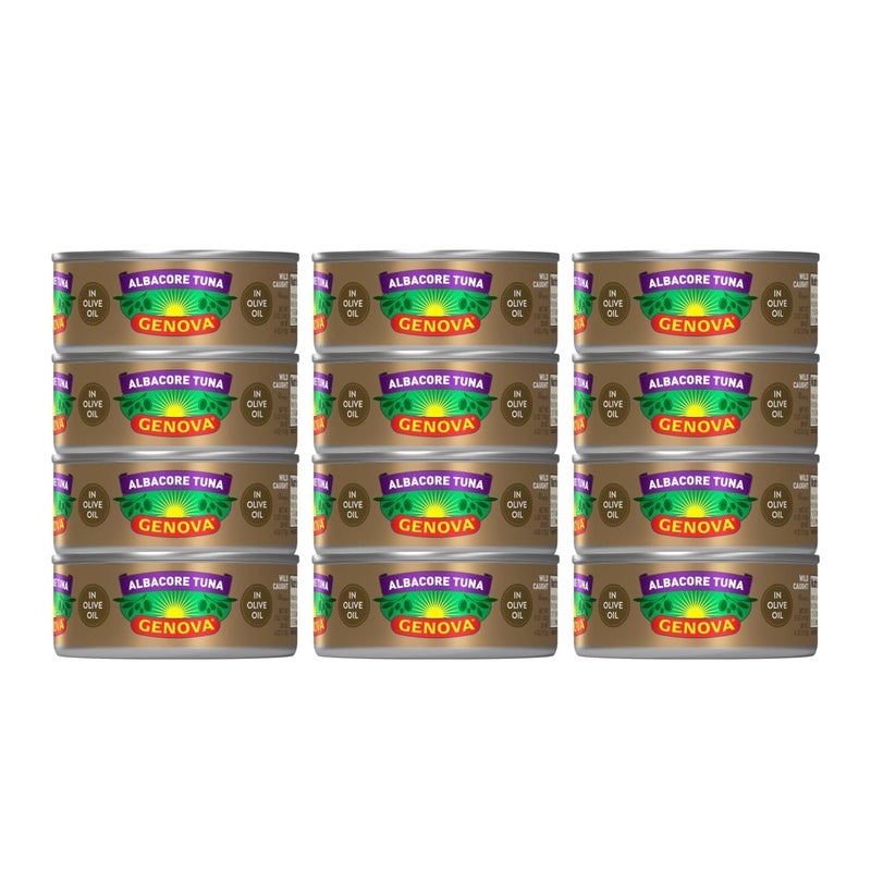 Genova Premium Albacore Tuna in Olive Oil 5 oz Cans Pack of 12 Wild Caught Canned Tuna Solid White - Image 3