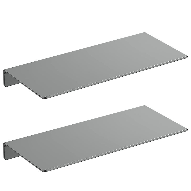 Danpoo Adhesive Floating Shelves for Wall Storage Metal Wall Shelves for Living Room Bathroom Kitchen 12 Small Display Shelves for CollectiblesGrey 2 PCS
